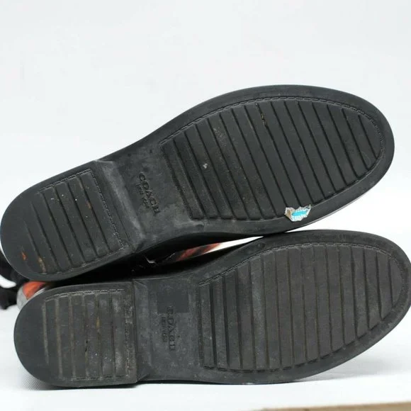 Coach Tristee Rain Boots Red Black Buffalo Plaid Tartan Womens 6B Lace Up Rubber - Picture 9 of 9